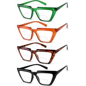 Eyekepper 4-pack Bifocal Reading Glasses for Women Bi-focal Readers (4 Pack Clear Lens Mix Color)