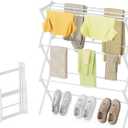 Drying Rack Clothing, 3-Tier Clothes Drying Rack Foldable Use for Indoor & Outdoor Antirust Laundry Drying Rack Collapsible White 28" L x 35" H x 10" W