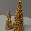 Gold Christmas Tree Figurines, 2Pcs Resin Christmas Tree for Tabletop Decoration, Small Christmas Trees Set, Decorative Xmas Trees for Christmas Mantel Indoor Home Decor