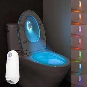 Toilet Light Motion Sensor, 8 Colors Changing Rechargable LED Night Light with Star Projection Light, Toilet Bowl Night Light for Bathroom, Funny Gift for Family and Friends (1 PCS)