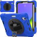 ZenRich Shockproof Case for iPad mini 7 (A17 Pro) 2024/ iPad mini 6th 2022, Heavy Duty Rugged Case with Pencil Holder/360Rotating Kickstand/Handle/Carrying Shoulder Belt,Blue