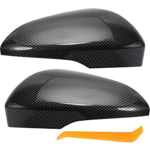 X AUTOHAUX 1 Set Car Rear View Driver Passenger Side Mirror Cover Cap Replacement Black Carbon Fiber for Ford Fusion 2013-2019 Fits W/Turn Signal Models Mirror Guard Covers Trims