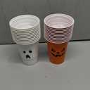 30 Pack Halloween Party Supplies Includes 22 Pcs Beer Cups with Halloween Designs and 8 Pcs 1.5In Fake Eye Balls for Party Favors Indoor Outdoor Nighttime Competitive(Pumpkin Ghost)