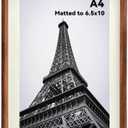 A4 Picture Frame Wood With 6.5x10 Mat,Natural Solid Walnut A4 Photo Frame For Wall or Tabletop Display