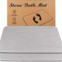 Stone Bath Mat Large, Diatomaceous Earth Shower Mat, Non-Slip Super Absorbent Quick Drying Bathroom Floor Mat, 2 Pack,23.62x15.35, Light Grey