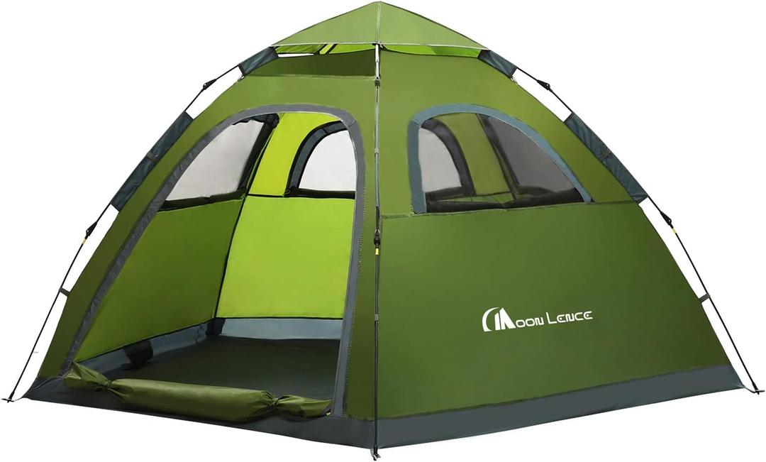 MOON LENCE Pop Up Camping Tent, 3-4 Person Portable Automatic Instant Tent Windproof for Camping, Hiking, Mountaineering