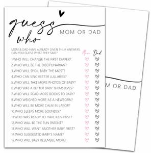 Hilarious Baby Shower Games, Guess Who Mom or Dad Game, Minimalism Baby Shower Decorations Favors Ideas, Gender Neutral Party Supplies-25 pcs, 5x7 in -C05
