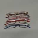 REAVEE 4 Pack Slim Pen Reading Glasses for Women Stylish Small Metal Tube Readers Spring Hinge with Portable Clip Case, Red Gold Pink Blue 2.0
