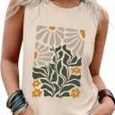 Sleeveless Tank Tops for Women 2025 Summer Casual Blouses Graphic Tees Loose Fit Crewneck Vacation Outfits Shirts (Small, Pattern9)