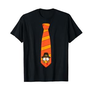 Funny Thanksgiving Tie With Turkey For Family Dinner T-Shirt, 3XL