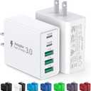 2-Pack] USB C Wall Charger, 60W 5-Port PD Fast USB C Charging Block,3USB C+2USB A Multiport Plug,Type C Power Adapter Brick Cube for iPhone17/ 16/15/14/13/12/Pro Max/ipad,for Switch (White)