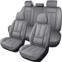 MINGBRON Leather Car Seat Covers,Car Seat Covers Full Set,Automotive Seat Covers 5 Seats,Fit for Most Cars SUV and Most Sedans Grey