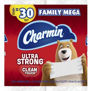 Charmin Ultra Strong Clean Touch, Toilet Paper, 6 Count (Pack of 1)