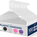SereneLife 100 Pack Plastic Hangers, Non-Slip, Space-Saving Closet Organizers, Durable and Strong for Shirts, Sweaters, Hoodies, Kids Clothes & Dresses, Ultra-Thin, Lightweight (White)