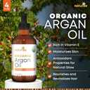 USDA Organic Argan Oil for Hair & Skin  100% Pure Argan Oil of Morocco for Face, Skin Moisture & Hair Growth  Vegan, Non-GMO, Cold Pressed & Unrefined Oils in Glass Bottle (4 fl. oz.)