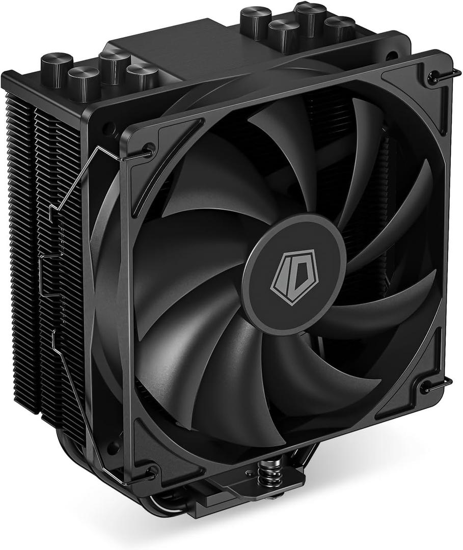 ID-COOLING SE-214-XT Black CPU Cooler All-Black Layout, 4 Direct-Contact Heat Pipes, 120mm PWM Fan, Noninterference with RAM, TDP 180W, Work with Intel LGA1700/1851/1200/115X and AMD AM5/AM4 Sockets