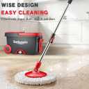 Mop and Bucket Set with Wringer, Spin Mop Floor Cleaning System with 6 Replacement Microfiber Heads & 61" Extra-Long Handle for Home Floor, Dark Grey
