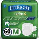 Medline Extended Wear Overnight Adult Briefs with Tabs, Maximum Absorbency Adult Diapers, Medium (60 Count)