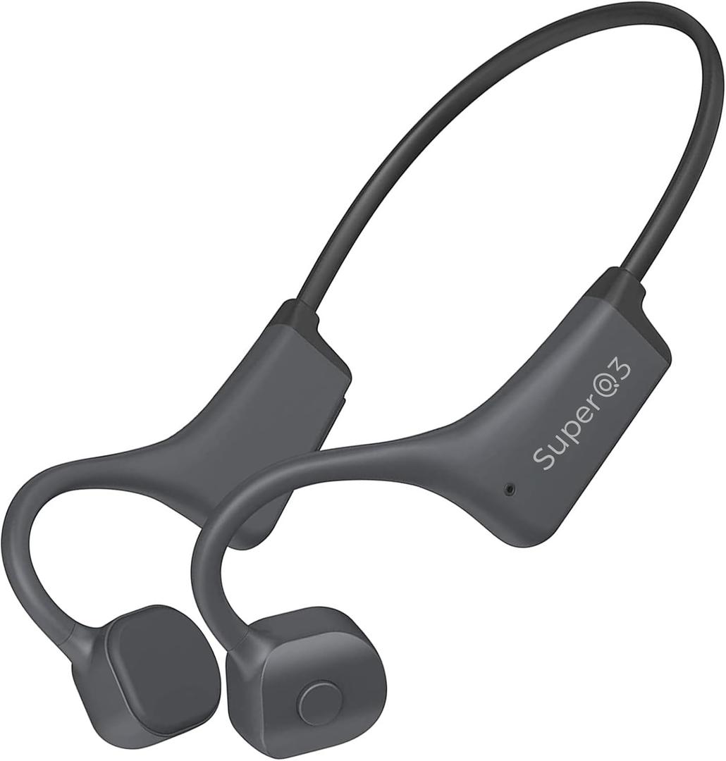 Bone Conduction Headphones IP67 Waterproof Wireless Bluetooth 5.2 Headset w/Dual CVC8.0 Noise-Canceling Mics Soft Silicone Sport Earphones for Running/Gym/Calls
