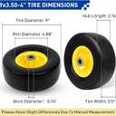 (2 Pack) 9x3.50-4 Flat Free Lawn Mower Tire & Wheel, Replace Scag 48307-02 481774, Exmark Toro 1-513648 103-2171 | Solid Smooth Zero Turn Mower Front Tires, 3/4" & 5/8" Bushings, Spacers Included