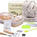 Laura's Green Kitchen Complete Sourdough Starter Kit  Sourdough Bread Baking Supplies with 2 Banneton Bread Proofing Basket, Linen Liners, Bread Lame, 5 Bread Blade for Scoring Dough, Scraper & More
