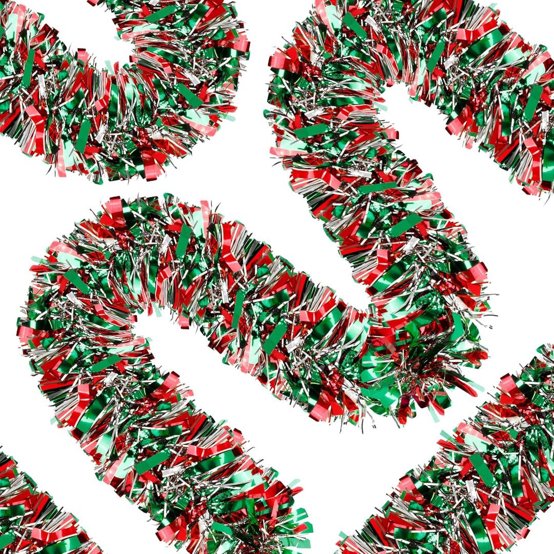 70 Ft Christmas Tinsel Garland Metallic Tinsel Twist Garland Glitter Christmas Tree Hanging Decorations New Year Party Birthday Holiday Indoor Outdoor Supplies (Mix 1)