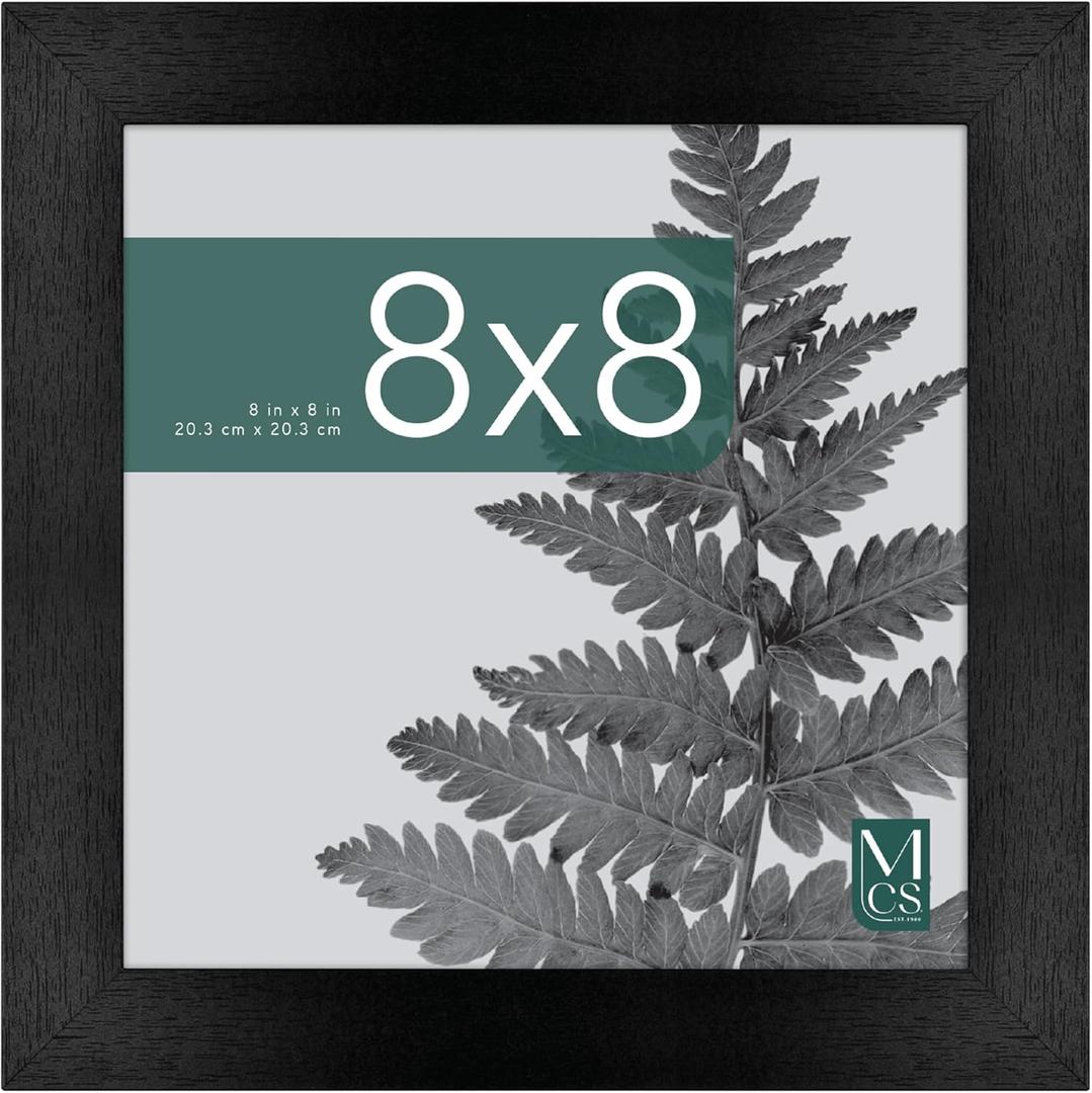 MCS Studio Gallery 8x8 Picture Frame Black Woodgrain, Wall Hanging & Easel for Tabletop Display, Square Photo Frame for Photos, Posters & Art Prints (2-Pack)