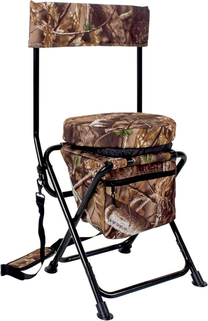 AUSCAMOTEK 360-Degree Swivel Hunting Chair with Thick Cushion - Foldable and Portable Camo Chair for Outdoor Hunting,  Woodland Camo