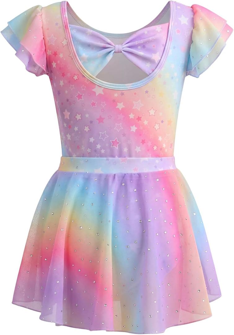 Mecceos Girls Ballet Leotard with Removable Skirt Dance Dress for Ballet Class Recital Practice