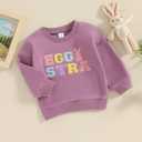 wybzd Toddler Boys Girls Easter Outfit Baby Kids Egg Star Crewneck Sweatshirt Oversize Pullover Bunny Shirt Holiday Clothes Purple Egg Star 12-18 Months (Purple)