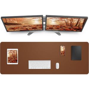 Large Desk pad mat,Mouse Pad,Office Desk Mat, Non-Slip PU Leather Desk Blotter,Large Desk mat,Waterproof Keyboard mat for Office/Home/Decor (Brown,48" x 17")