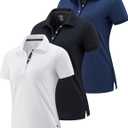 1 or 3 Pack Women's Polo Shirts Short Sleeve, Athletic Dry Fit Collared Golf Tennis Tops for Work Casual Wear, Small
