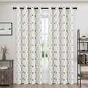Joywell Cream Linen Textured Curtains 84 inches Long for Living Room Embroidered Farmhouse Window Curtain Grommet Drapes 2 Panels Heavy Cotton Curtains Black Checkered Pattern on Beige