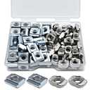 100Pcs 2020 Series M5 Carbon Steel Sliding & Drop-in T-Nuts, 50Pcs Metric Thread Slide-in T-Nut+50Pcs Hammer Head Drop-in T Nut for 6mm T-Slot Aluminum Extrusion Accessories Extruded Aluminum Hardware