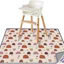 Blissful Diary Baby Splat Mat for Under High Chair, 50.4 x 50.4 Inch Wipeable Splash Mat, Waterproof and Washable, Anti-Slip Floor Protector, Boho Rainbow