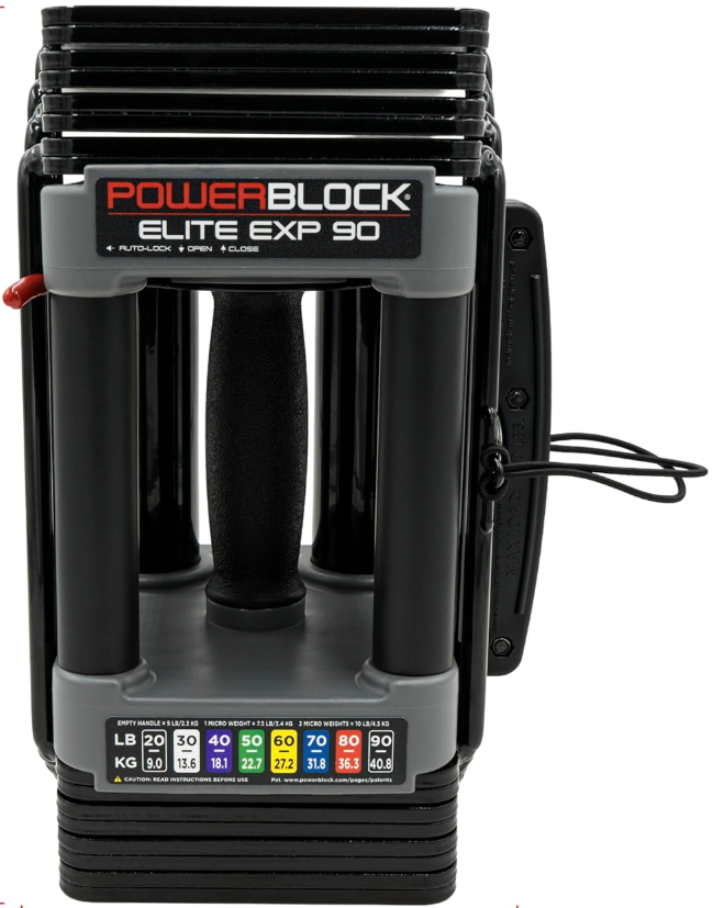 PowerBlock Elite EXP Adjustable Dumbbell, Stage 1, 5-50 lb. Dumbbell, Durable Steel Build, Innovative Workout Equipment, All-in-One Dumbbell