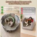 Round Stainless Steel Cat Litter Box High Sided, Large Metal Litter Box with Fashion Woven Belt, Easy Access & Turning Litter Pan for Medium & Senior Cats, Kittens, Odor Control, Easy to Clean