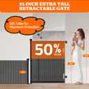 Pawtners Retractable Baby Gates Extra Wide, Dog Gate Indoor for Stairs, Pet Gate with Support Rods for Doorways Hallways Indoor & Outdoor,51" Tall x 200" Wide