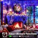 XURISEN 66ft Christmas Lights Decorations Outdoor, 640 LED 8 Modes Curtain Fairy Lights with 120 Drops,Plug in Waterproof Timer Memory Function for Christmas Holiday Wedding Party Decor(Blue)