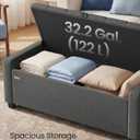 SONGMICS Storage Ottoman, Storage Chest Bench with Legs, End of Bed Bench with Safety Hinges, Pull Tab, for Living Room, Bedroom, 19.7 x 47.6 x 16.5 Inches, Linen-Look Fabric, Slate Gray ULOM511GN01