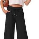 Halfchet Girls Capri Pants Wide Leg Sweatpants Baggy Cropped Pants Loose Fit Casual Basic Capris with Pockets for Ages 5-14