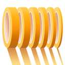 6 Rolls Fine Line Tape 1/16, 1/8, 1/5, 2/5, 1/2, 3/4 Inch x 55 Yard Fineline Masking Tape Painter Adhesive Automotive for DIY Car Auto Paint (Yellow, Mixed Sizes)