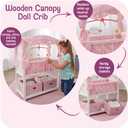 Badger Basket Doll Crib with Bedding, Storage Baskets, Mobile & Personalization Kit - Ideal Nursery Set for Dolls Up to 22 Inches, Best for Doll Accessories & Playtime - White/Pink