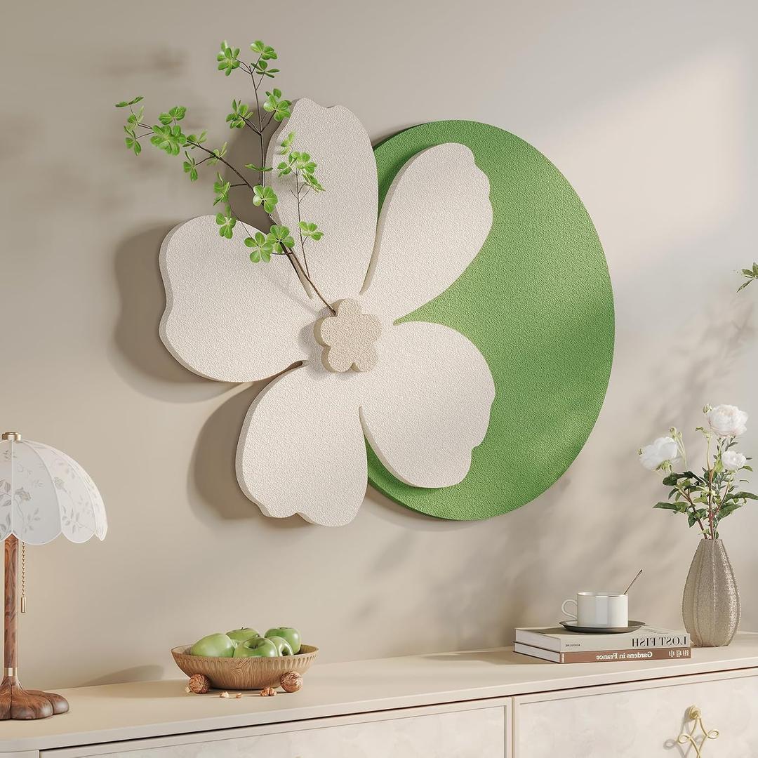 3D Textured Sage Green Minimalist Wall Art Decor, Boho Beige Botanical Floral Artwork for Walls, Cream Sandstone Texture Wall Decor for Living Room, Dining Room, Bedroom, Hallway, Home Office