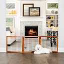 Carlson 22"-62" Super Wide Dog Gate with Small Pet Door, Premium Wooden 3-Panel Pet Gate for Doorways & Hallways