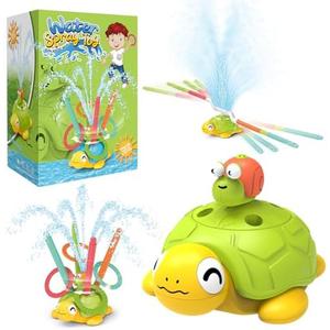 Fullware Water Sprinkler for Kids, Toddler Outdoor Toys, Backyard 3-in-1 Rotating Spray Turtle, Attaches to Garden Hose Splashing Fun Summer Toys for 3 4 5 6 7 8 Year Old Boys Girls