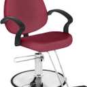 BestMassage Hydraulic Reclining Barber Chair Burgundy, Heavy Duty All Purpose Salon Chair with Adjustable Headrest Footrest and Hydraulic Pump,Burgundy Red