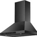 Black Wall Mount Range Hood 30 Inch, Stainless Steel Kitchen Range Hood 980 CFM Ducted/Ductless Range Hoods with 3-Speed Exhaust Fan, Light, Gesture Sensing and Touch Control Switch Panel