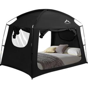 Bed Tent for Indoor Portable Light Reducing Twin Size Canopy Tents Breathable Lightweight Private Space Tent for Bed (FULL, Black)
