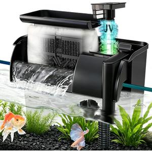 Large Hang on Back Aquarium Filter 344GPH for 40-150 Gallon Fish Tank, U-V Light Big Canister w/ Filters High Flow 5-Stage Green Killing Deodorization Machine Keep Fresh& Saltwater Water Crystal Clear